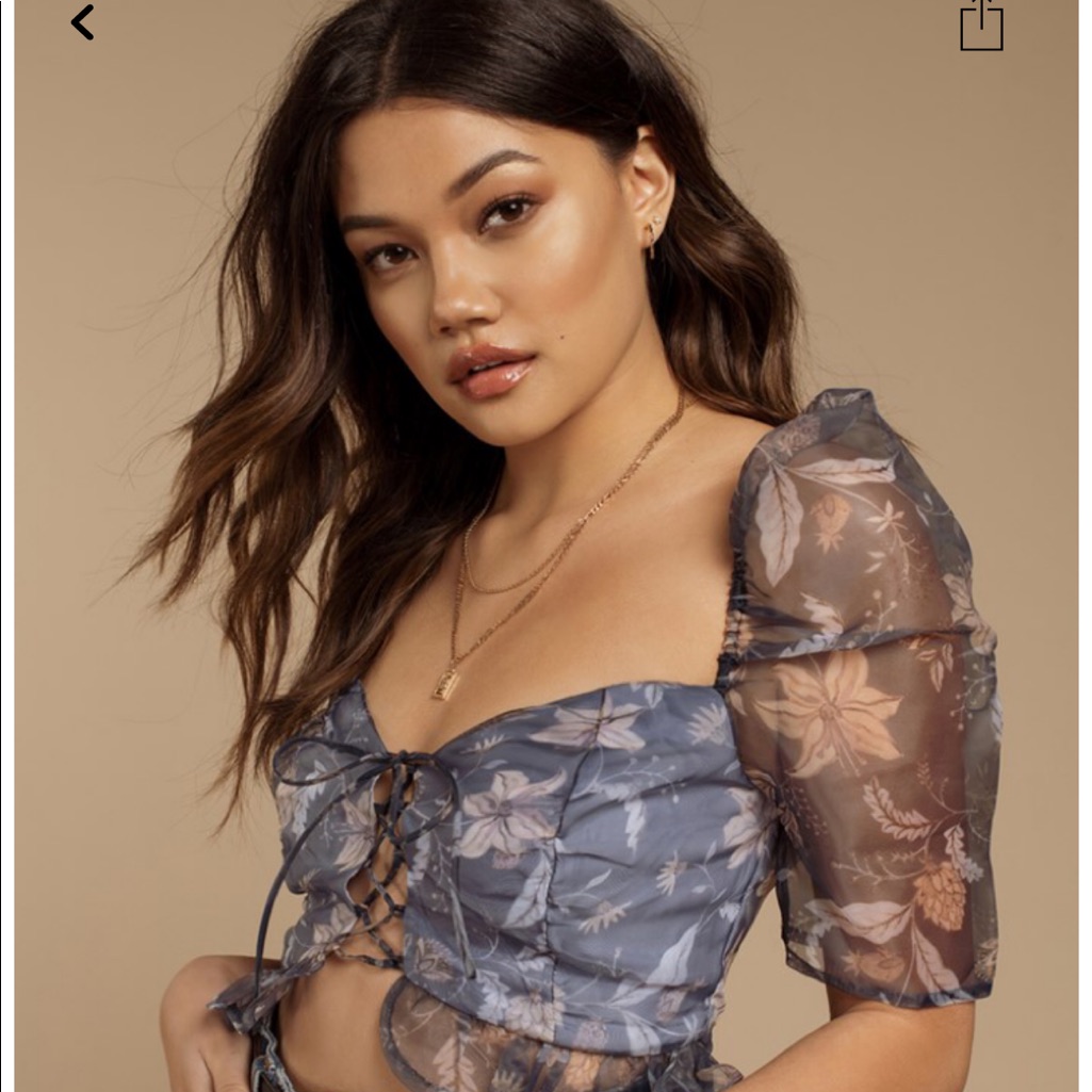 Stella Grey Floral Puff Sleeve